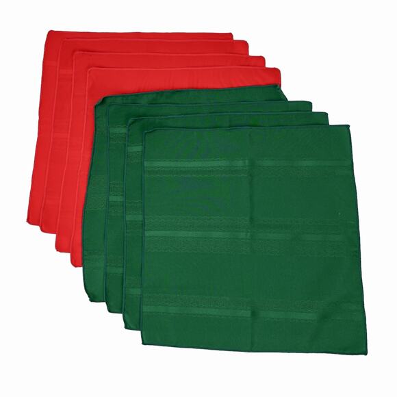 Dinner Napkins Lot 8 Festive Green Red Woven Cloth Cutwork Square 17" - Picture 2 of 10